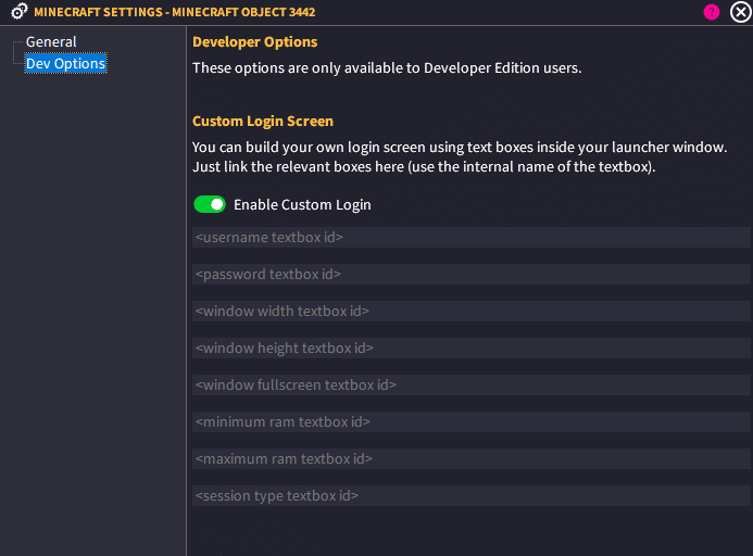 Custom Minecraft Login Screen Options